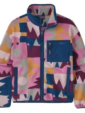 Patagonia Multicolor Patterned Fleece Jacket - Pink, Blue, Yellow, Maroon, Gray